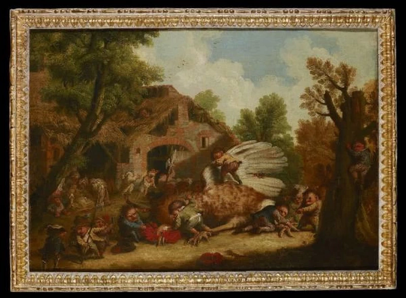  76-Faustino Bocchi-Cattura del pollo - Palazzo e Giardini Moroni, Bergamo - attribuito 